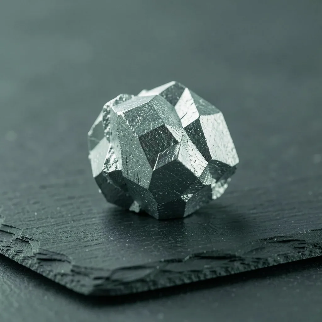 Zinc mineral crystal on dark slate