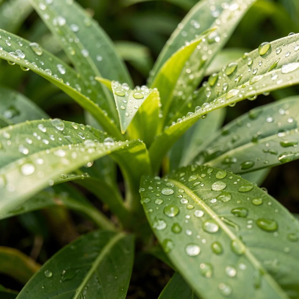 Botanical leaf with water droplets