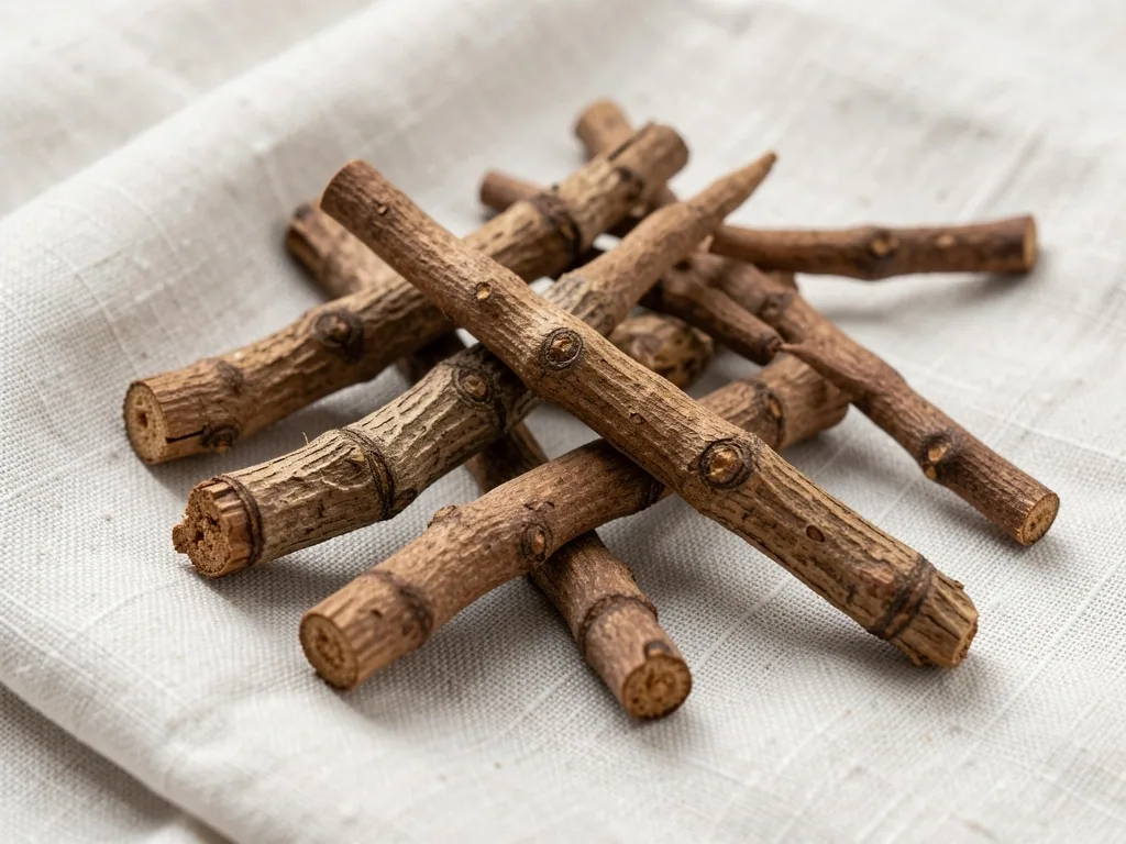 Dried botanical roots on linen